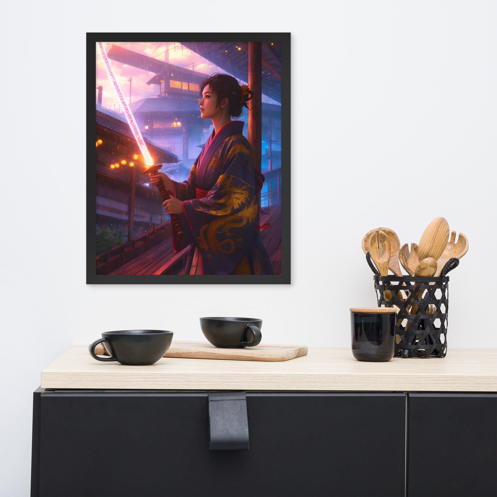 enhanced-matte-paper-framed-poster-in-black-16x20-front-6832bda00fea8.jpg Samurai Queen Framed poster