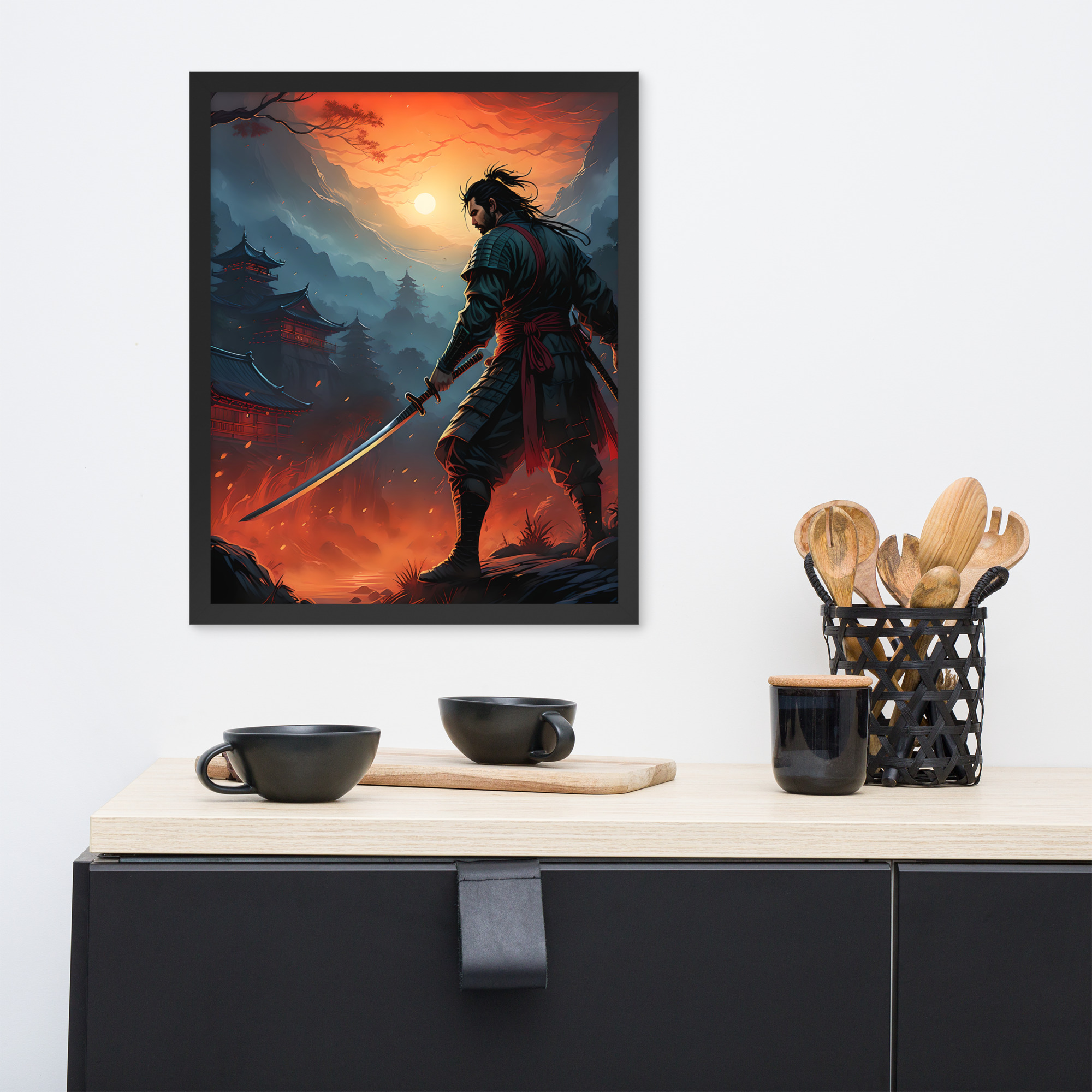 enhanced-matte-paper-framed-poster-in-black-16x20-front-6832bf279465a.jpg Samurai Warrior Framed poster
