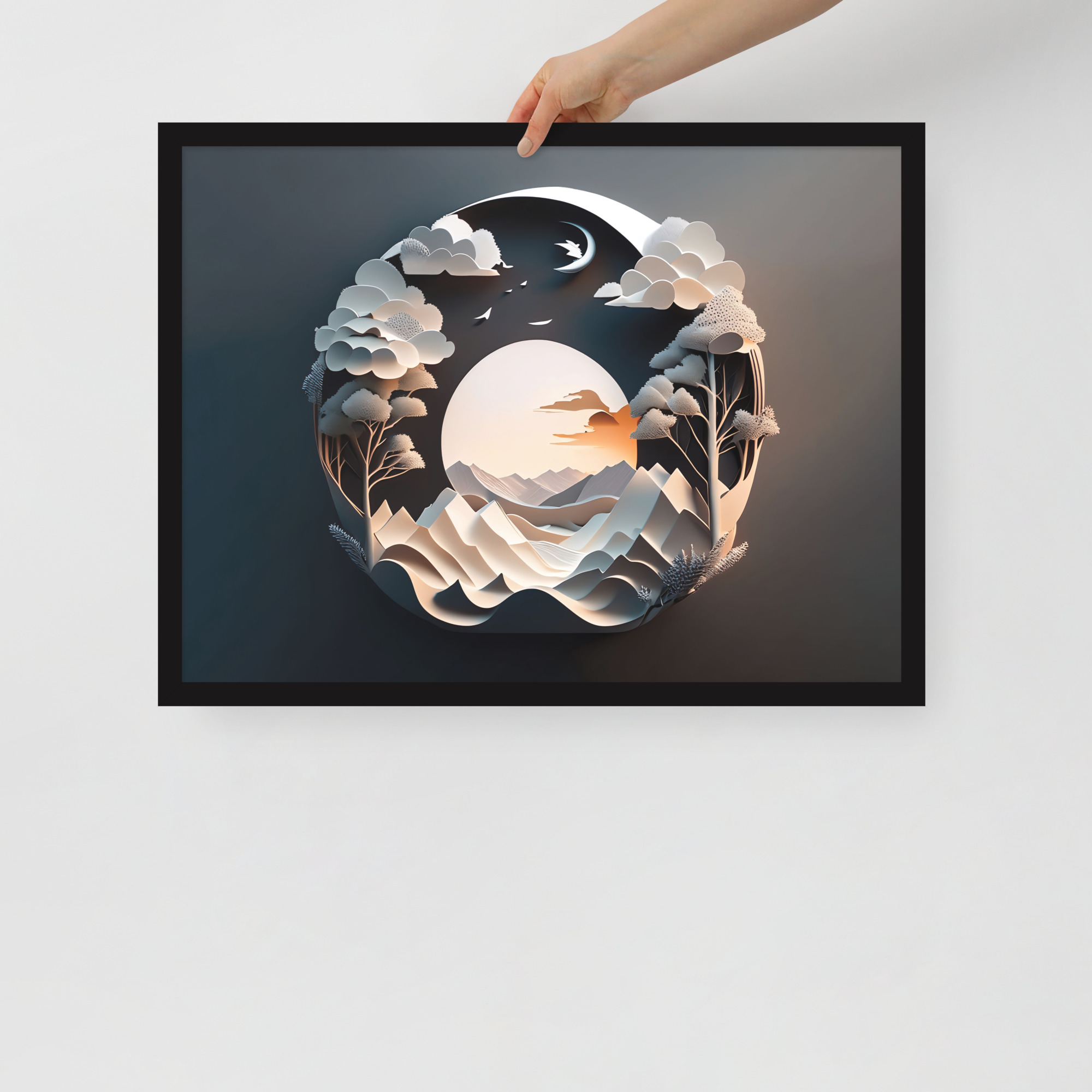 3D Moon Framed poster