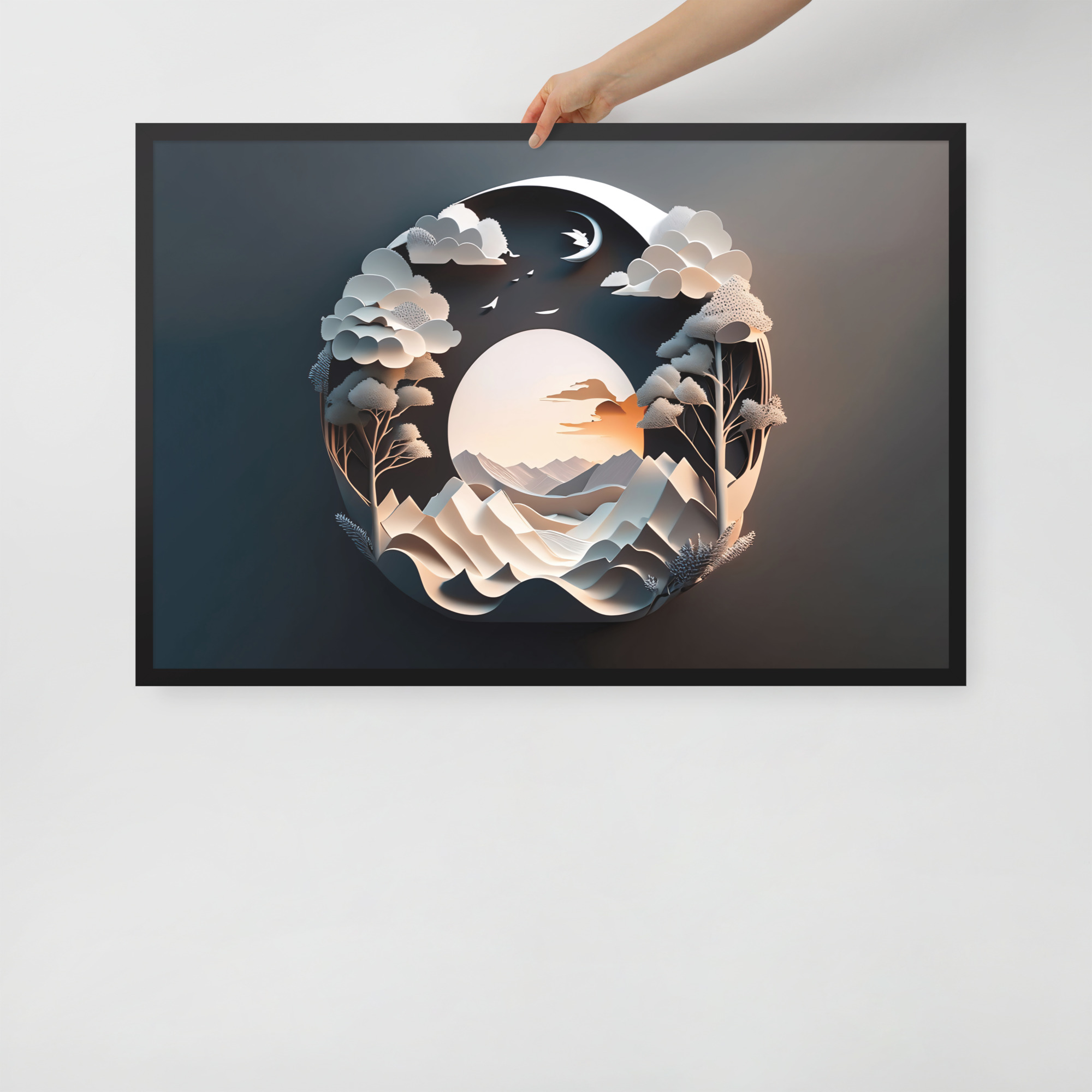 3D Moon Framed poster