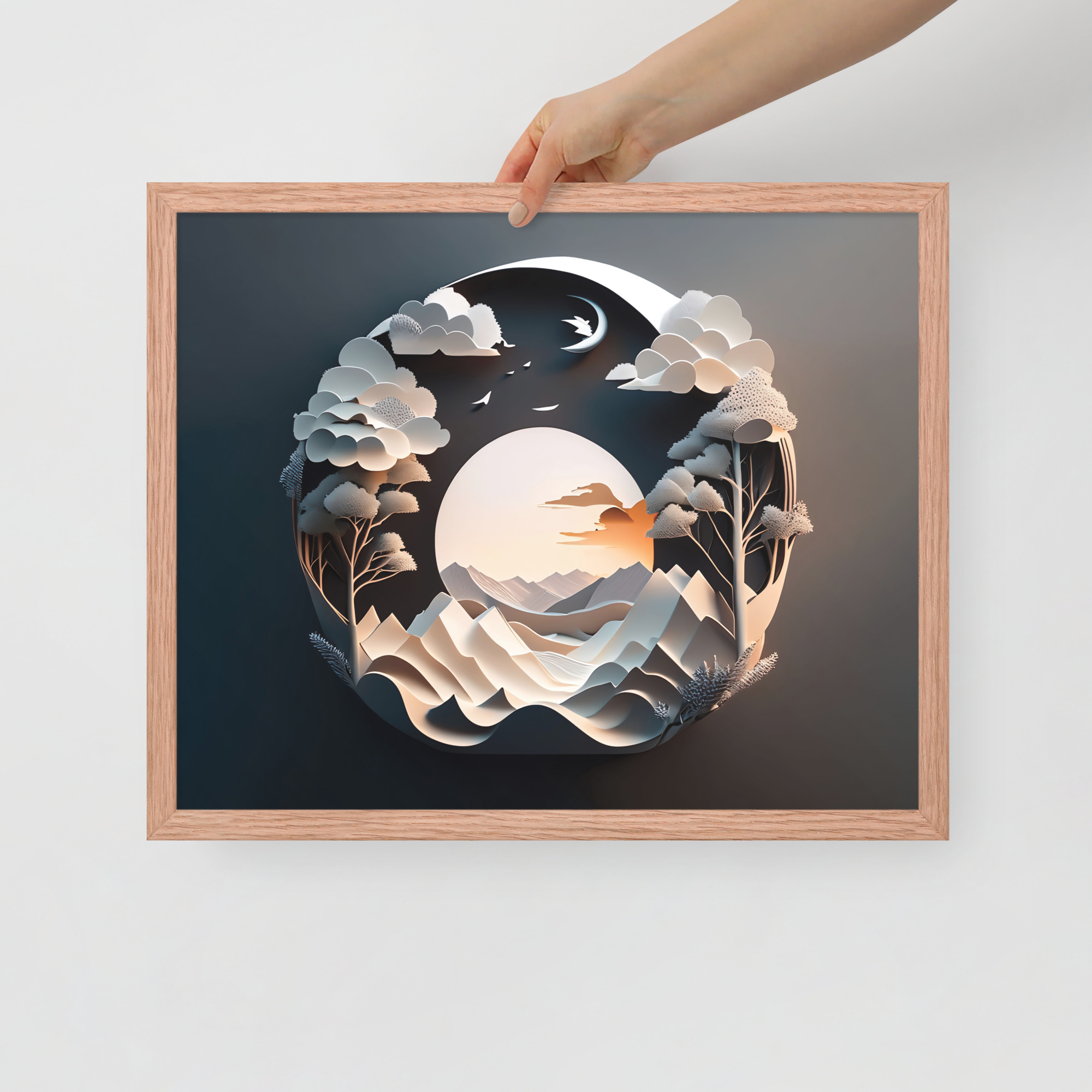 3D Moon Framed poster