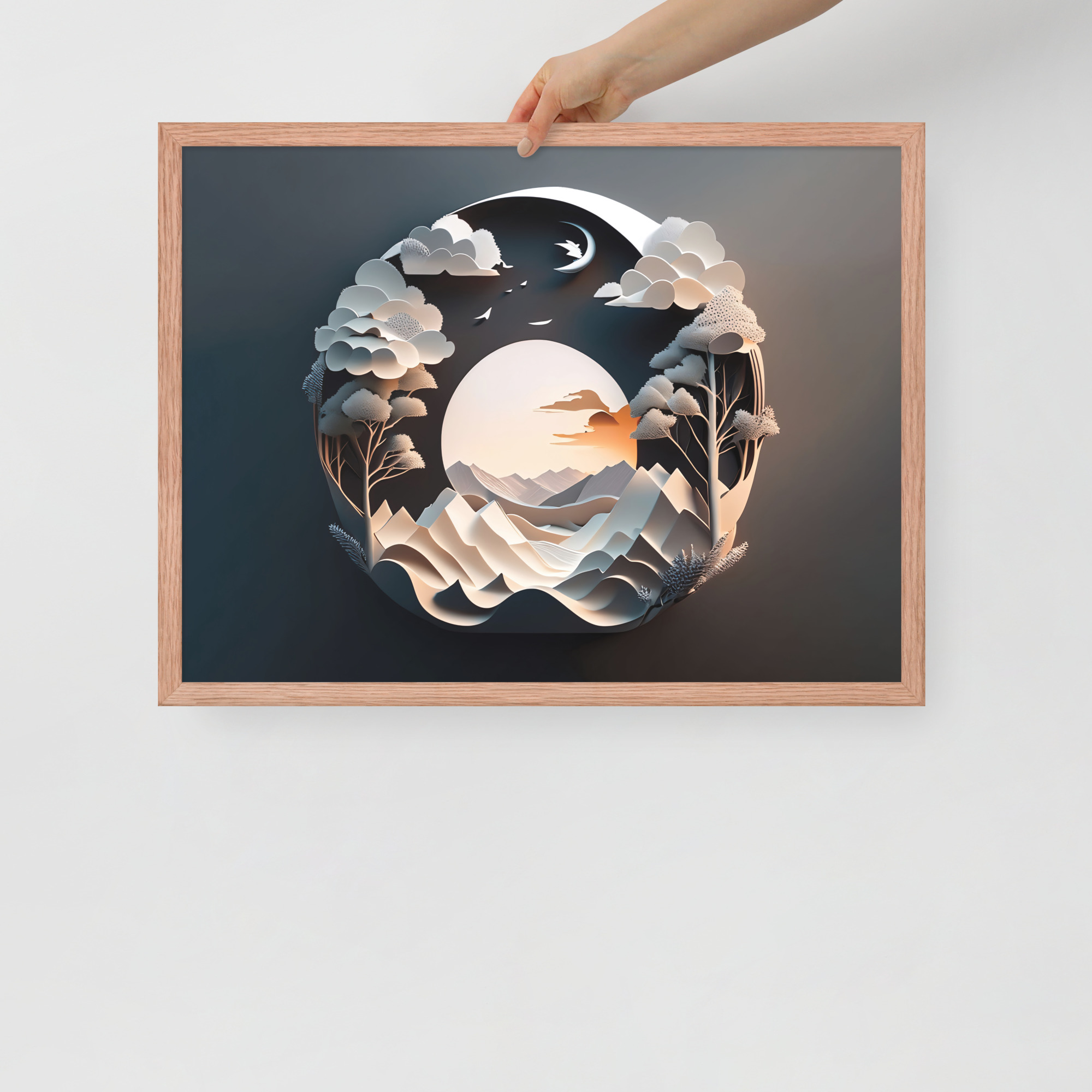 3D Moon Framed poster