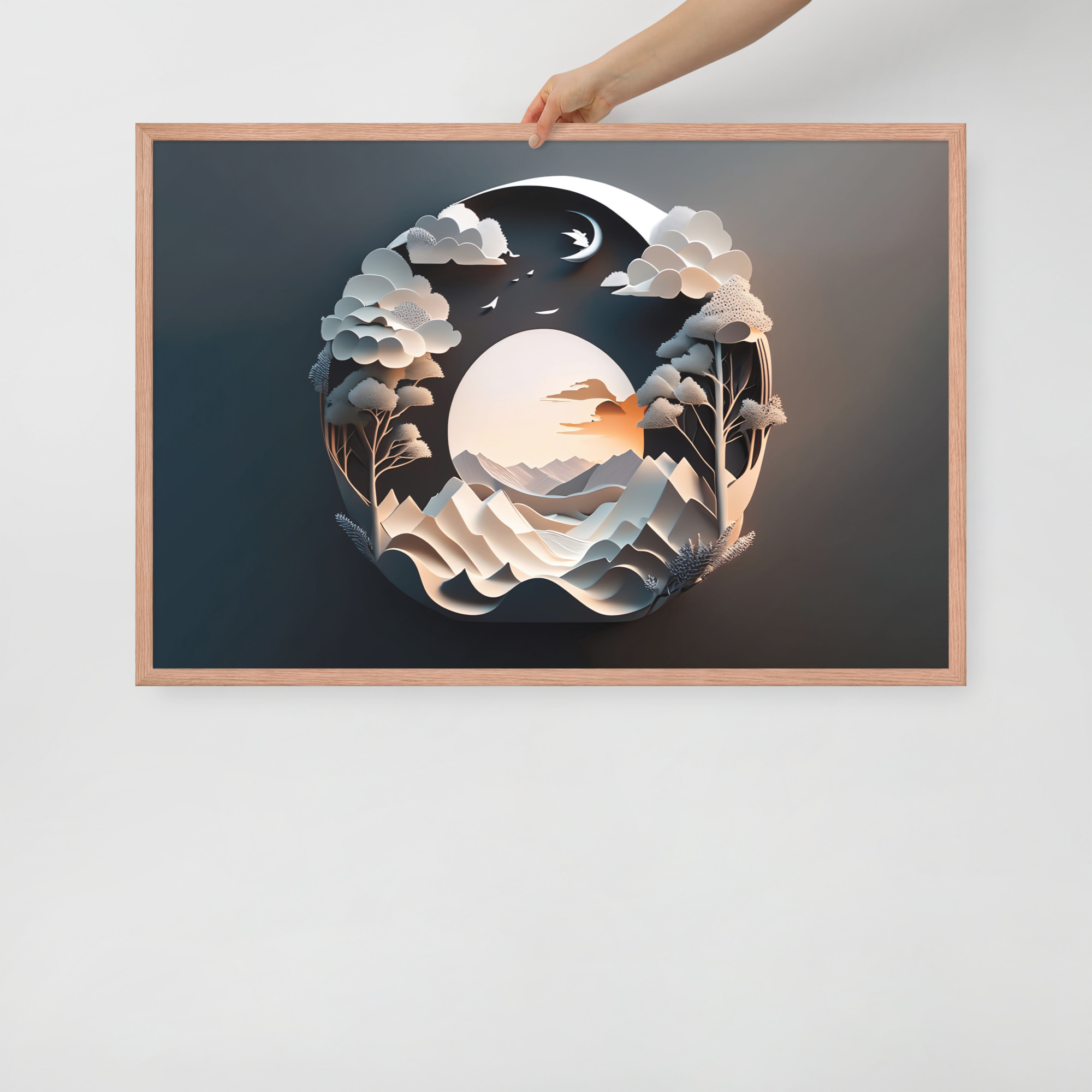 3D Moon Framed poster