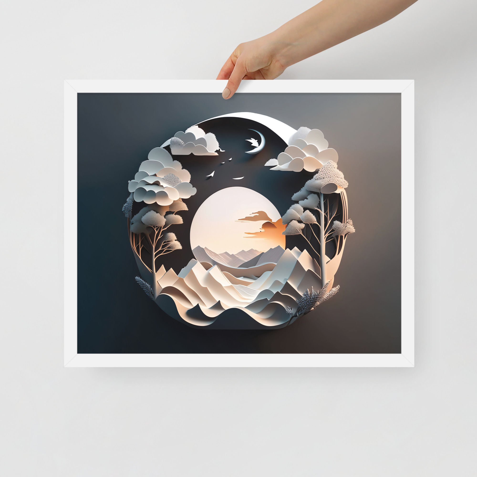 3D Moon Framed poster