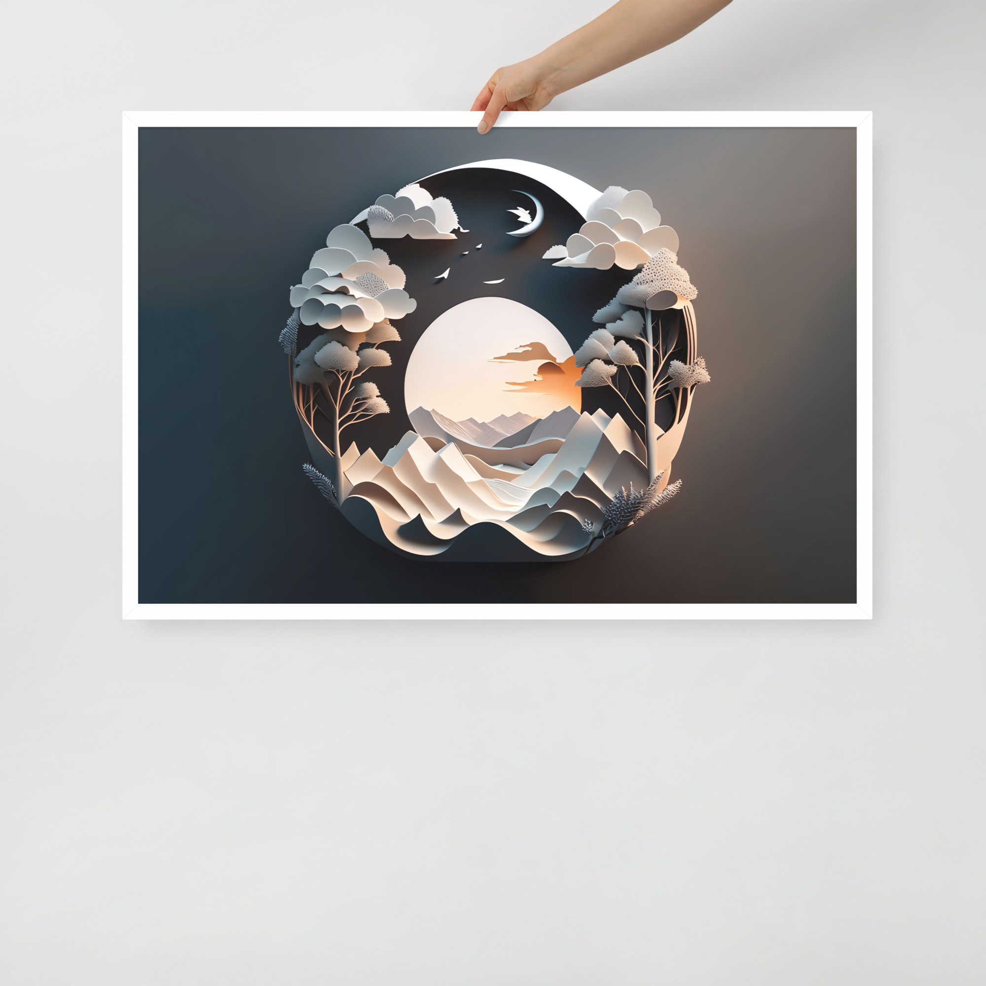 3D Moon Framed poster