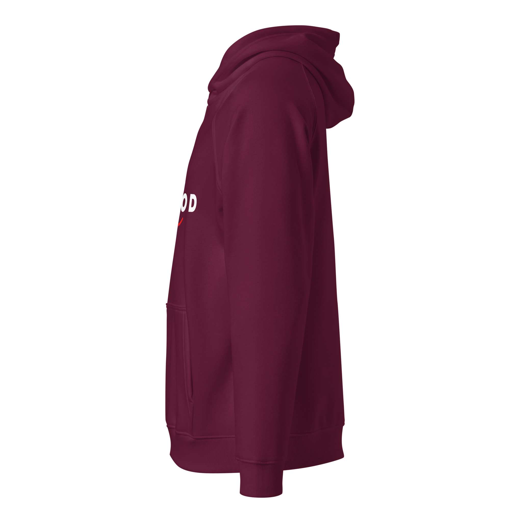 unisex-eco-raglan-hoodie-burgundy-left-68341d4d59add.jpg Refuse to beGood Unisex eco raglan hoodie