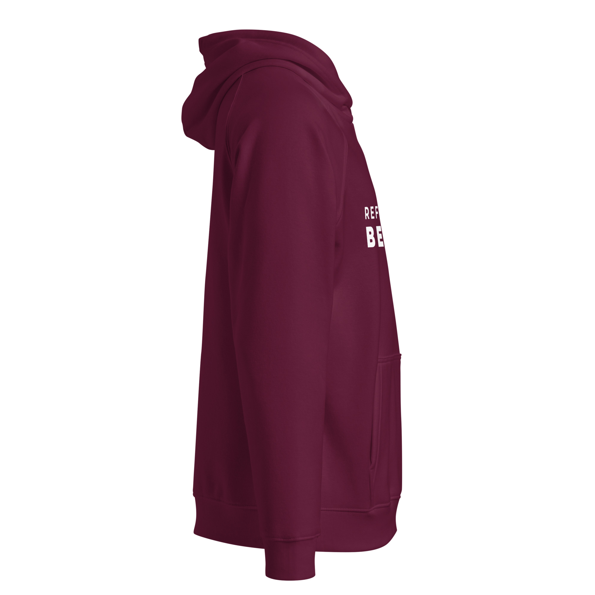 unisex-eco-raglan-hoodie-burgundy-right-68341d4d5a139.jpg Refuse to beGood Unisex eco raglan hoodie