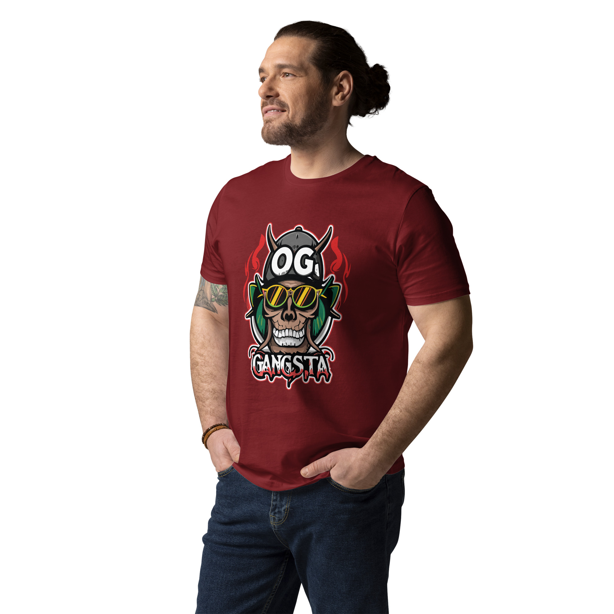 unisex-organic-cotton-t-shirt-burgundy-front-6831c11f4fa09.jpg OG Gangsta - Unisex Organic Cotton T-shirt