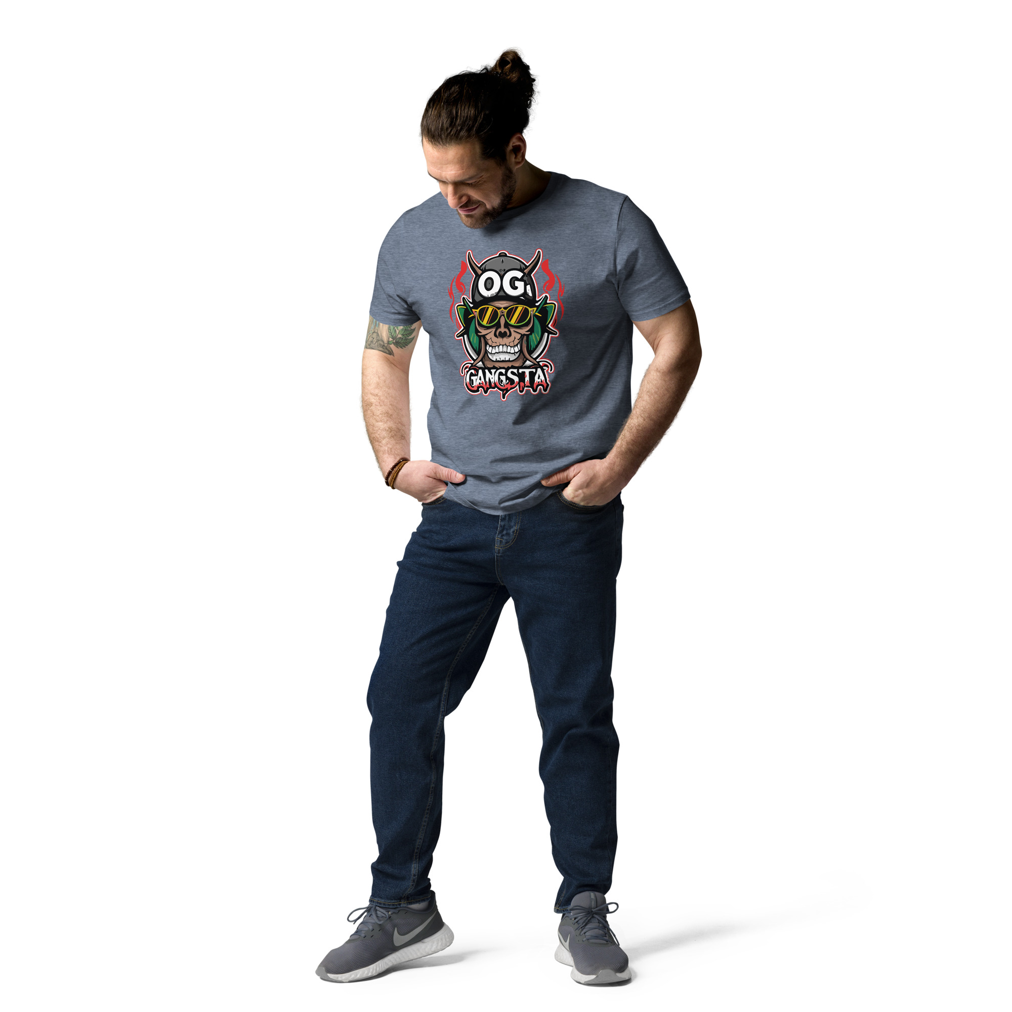 unisex-organic-cotton-t-shirt-dark-heather-blue-front-2-6831c11fc4dc2.jpg OG Gangsta - Unisex Organic Cotton T-shirt