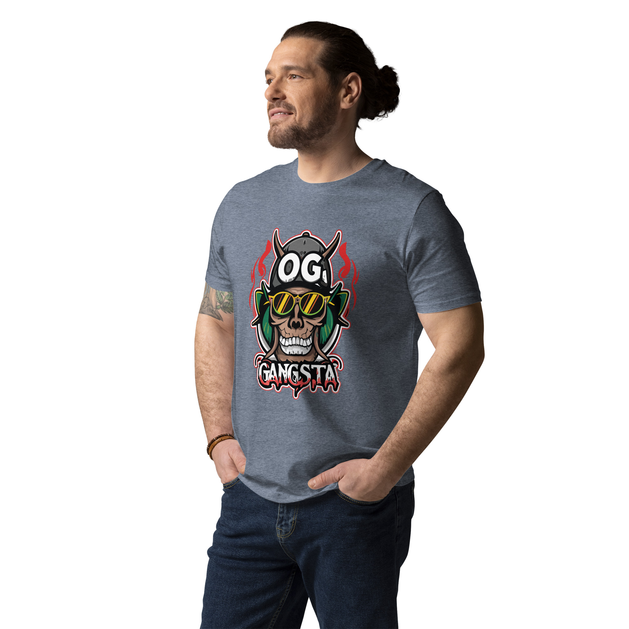 unisex-organic-cotton-t-shirt-dark-heather-blue-front-6831c11fbe366.jpg OG Gangsta - Unisex Organic Cotton T-shirt