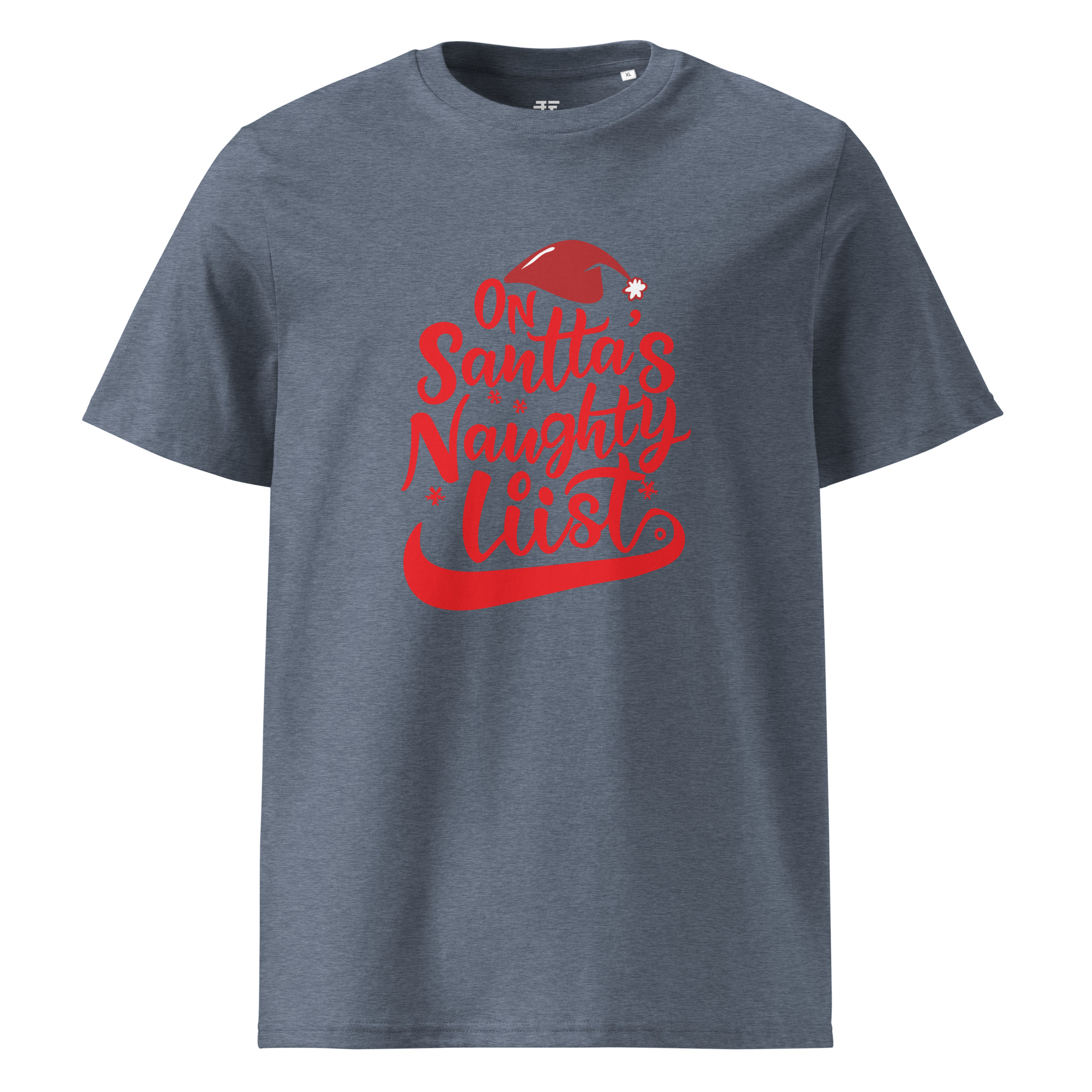 unisex-organic-cotton-t-shirt-dark-heather-blue-front-6834075818b70.jpg On Naughtty List Unisex organic cotton t-shirt