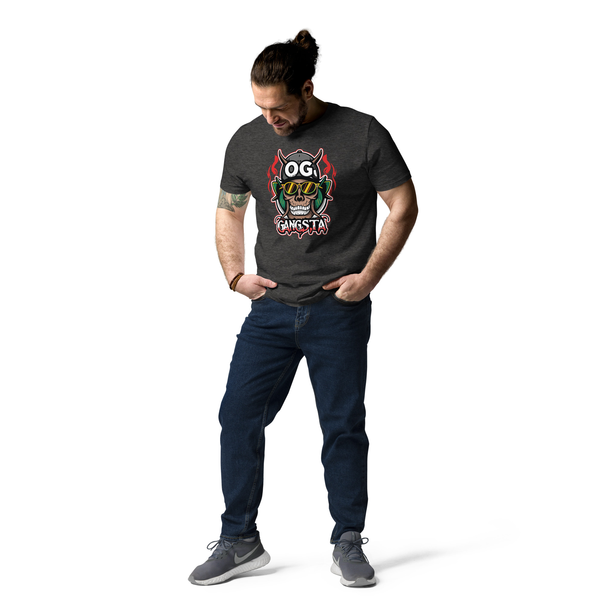 unisex-organic-cotton-t-shirt-dark-heather-grey-front-2-6831c11f47445.jpg OG Gangsta - Unisex Organic Cotton T-shirt