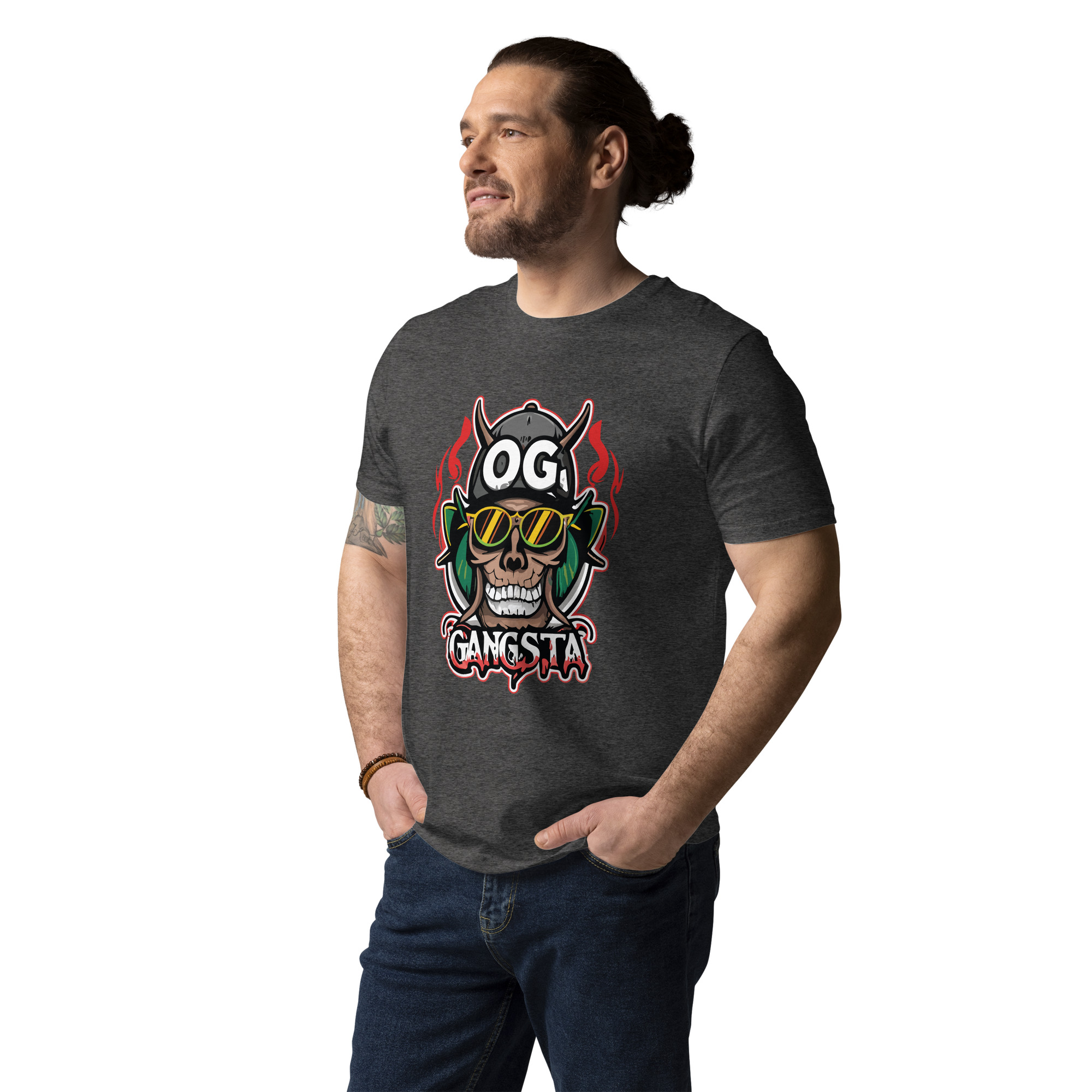 unisex-organic-cotton-t-shirt-dark-heather-grey-front-6831c11f43c58.jpg OG Gangsta - Unisex Organic Cotton T-shirt