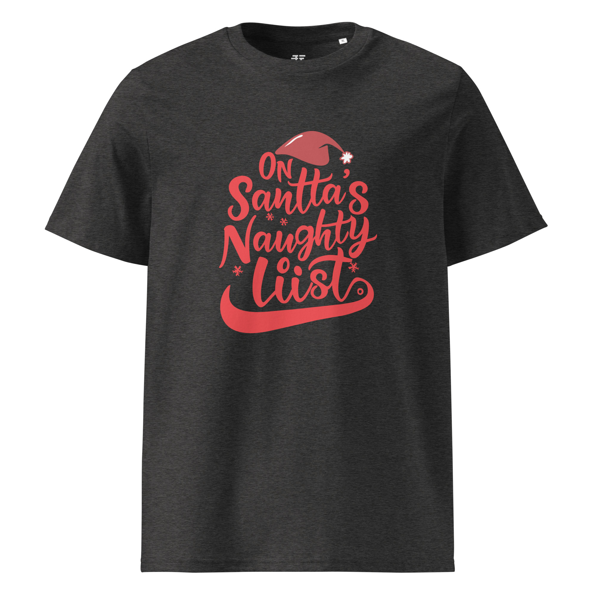 unisex-organic-cotton-t-shirt-dark-heather-grey-front-68340757ecb08.jpg On Naughtty List Unisex organic cotton t-shirt