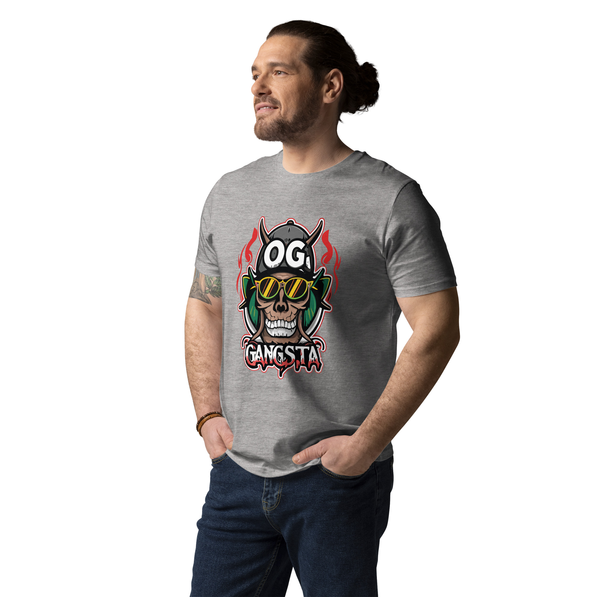 unisex-organic-cotton-t-shirt-heather-grey-front-6831c11fd2a3e.jpg OG Gangsta - Unisex Organic Cotton T-shirt