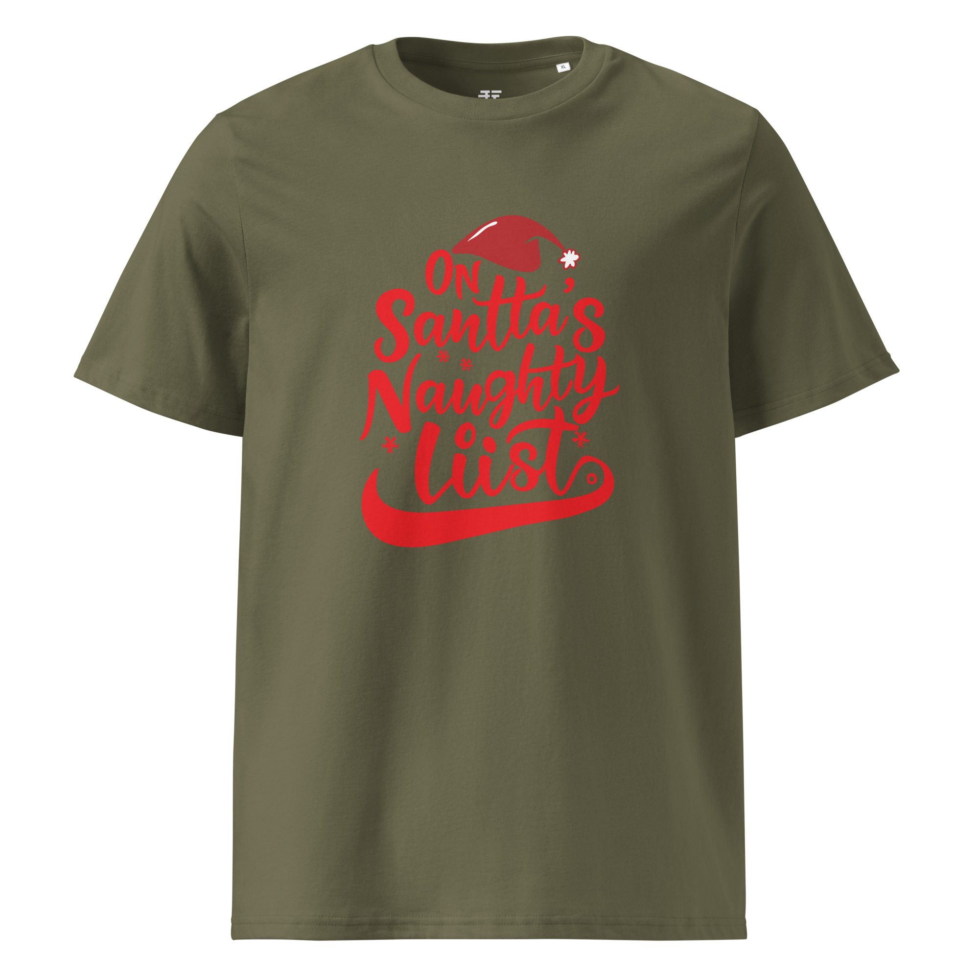 unisex-organic-cotton-t-shirt-khaki-front-6834075809eca.jpg On Naughtty List Unisex organic cotton t-shirt