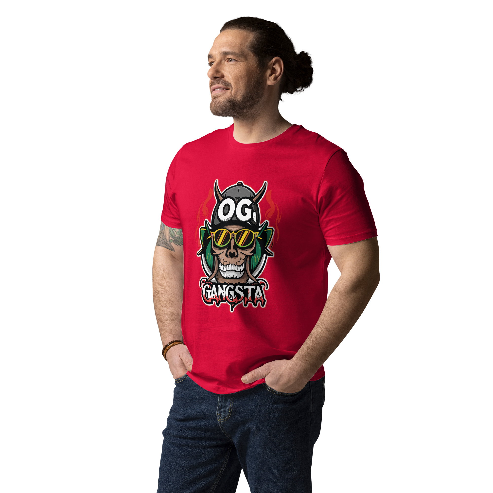 unisex-organic-cotton-t-shirt-red-front-6831c11f718dc.jpg OG Gangsta - Unisex Organic Cotton T-shirt