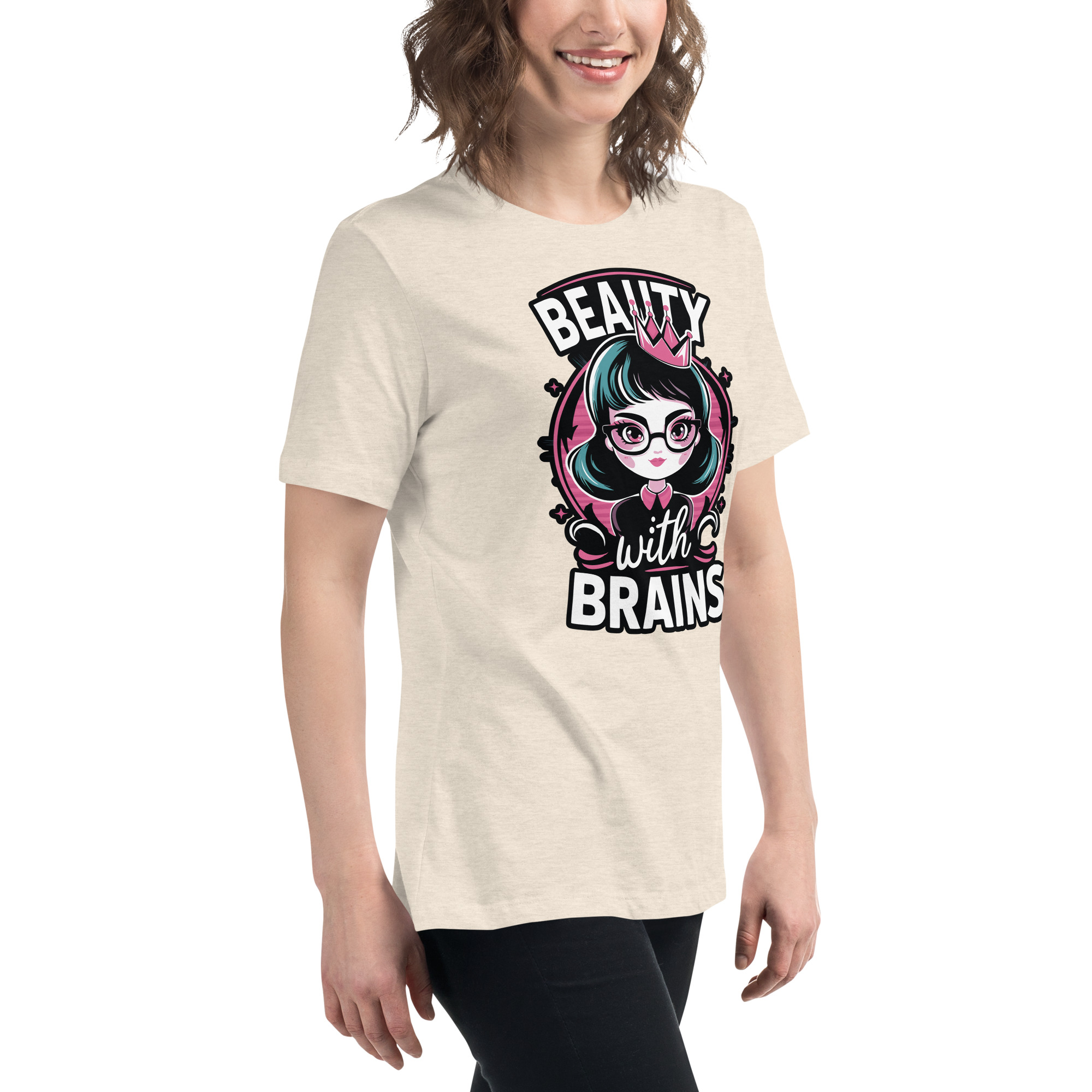 womens-relaxed-t-shirt-heather-prism-natural-right-front-68346f2f2eec1.jpg Beauty Brains Women's Relaxed T-Shirt