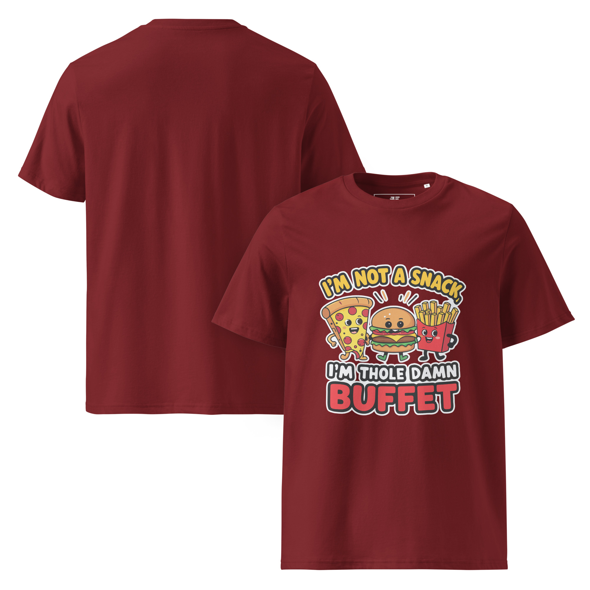 unisex-organic-cotton-t-shirt-burgundy-front-and-back-687372132b6b4.jpg Whole Buffet Unisex organic cotton t-shirt