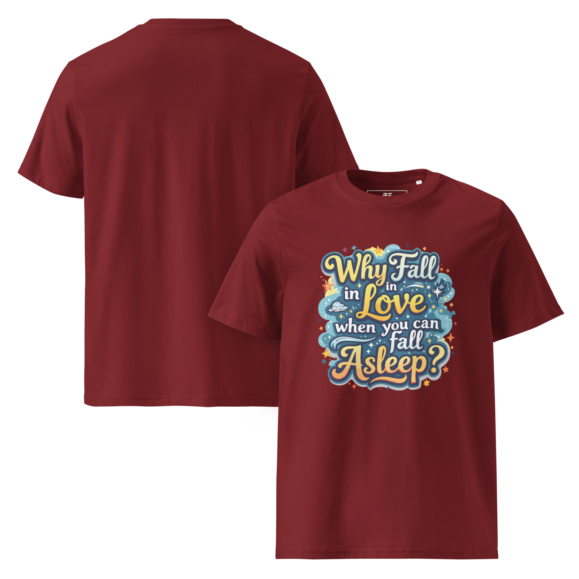 unisex-organic-cotton-t-shirt-burgundy-front-and-back-687377d65a1eb.jpg Love of Sleep Unisex organic cotton t-shirt