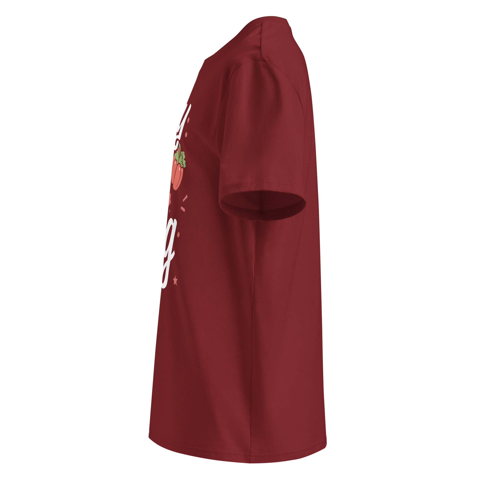 unisex-organic-cotton-t-shirt-burgundy-left-6871cf57a8426.jpg No to Veg Unisex organic cotton t-shirt
