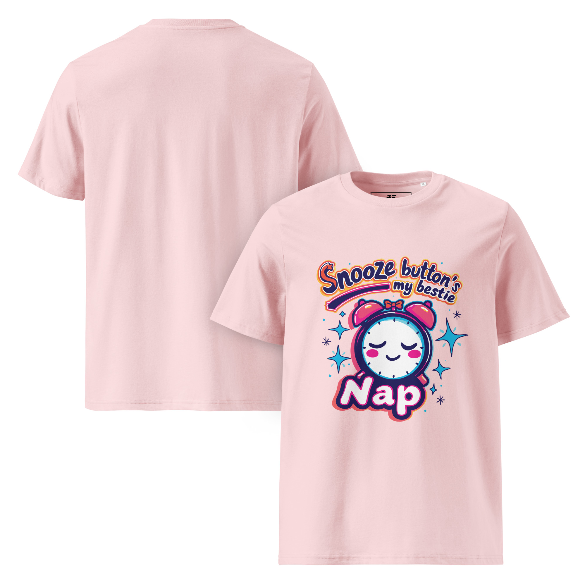 unisex-organic-cotton-t-shirt-cotton-pink-front-and-back-68736fe9e585c.jpg Snoozy Unisex organic cotton t-shirt