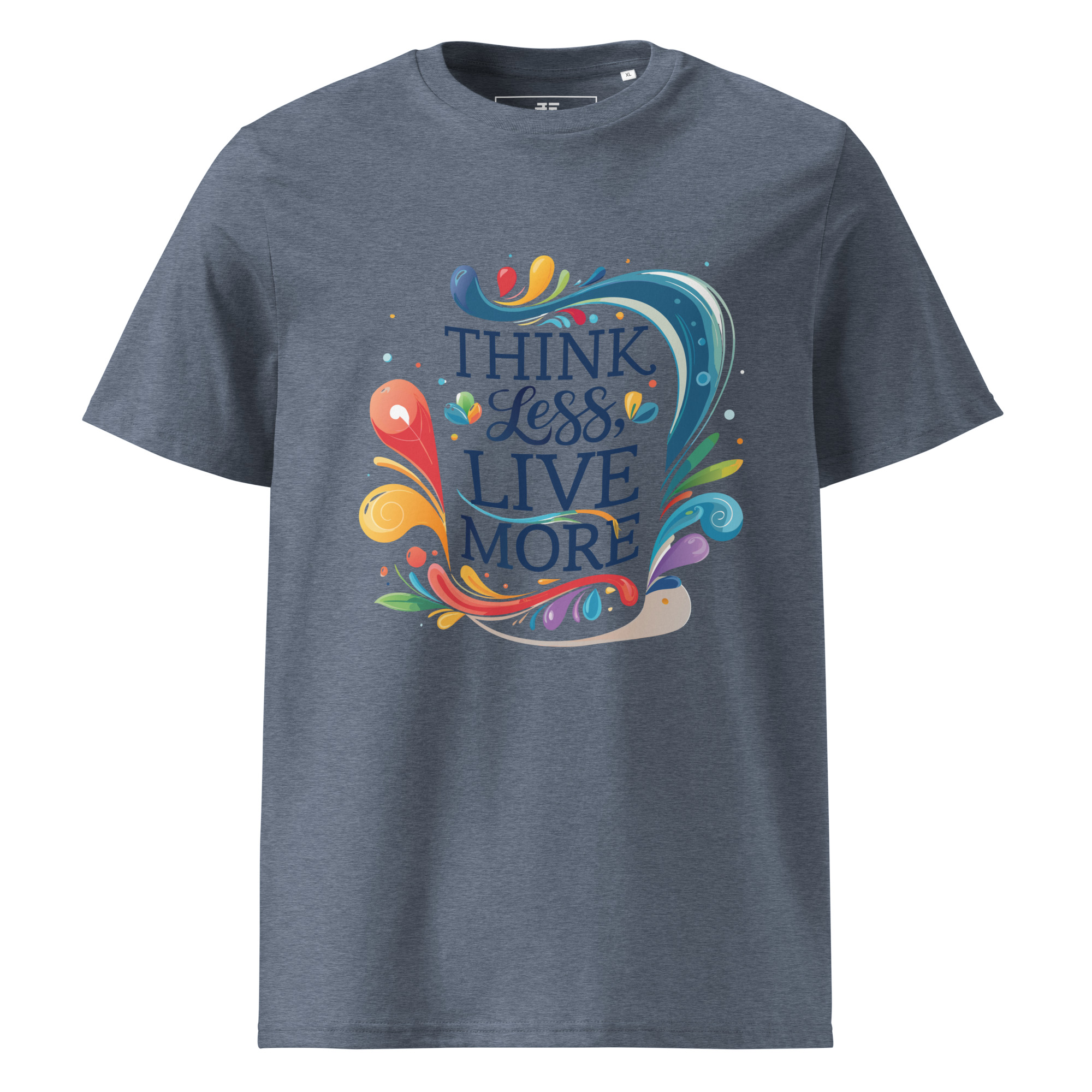 unisex-organic-cotton-t-shirt-dark-heather-blue-front-6871cfd8997ed.jpg Live More Unisex organic cotton t-shirt