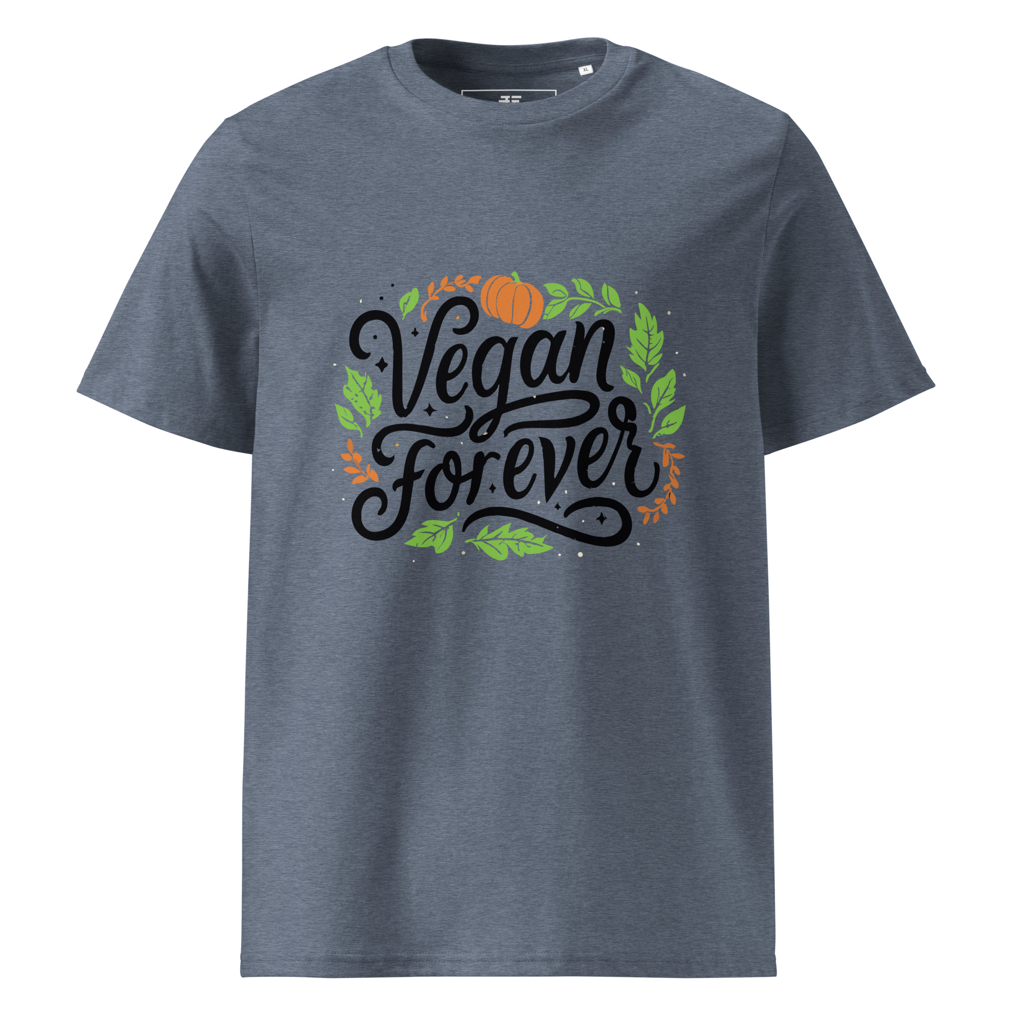 unisex-organic-cotton-t-shirt-dark-heather-blue-front-6871d19b28f99.jpg Vegan Forever Unisex organic cotton t-shirt