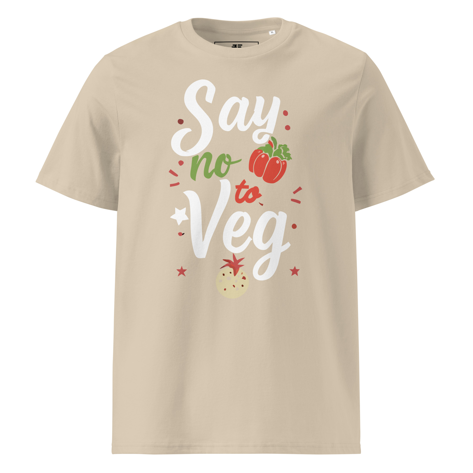 unisex-organic-cotton-t-shirt-desert-dust-front-6871cf584dd53.jpg No to Veg Unisex organic cotton t-shirt