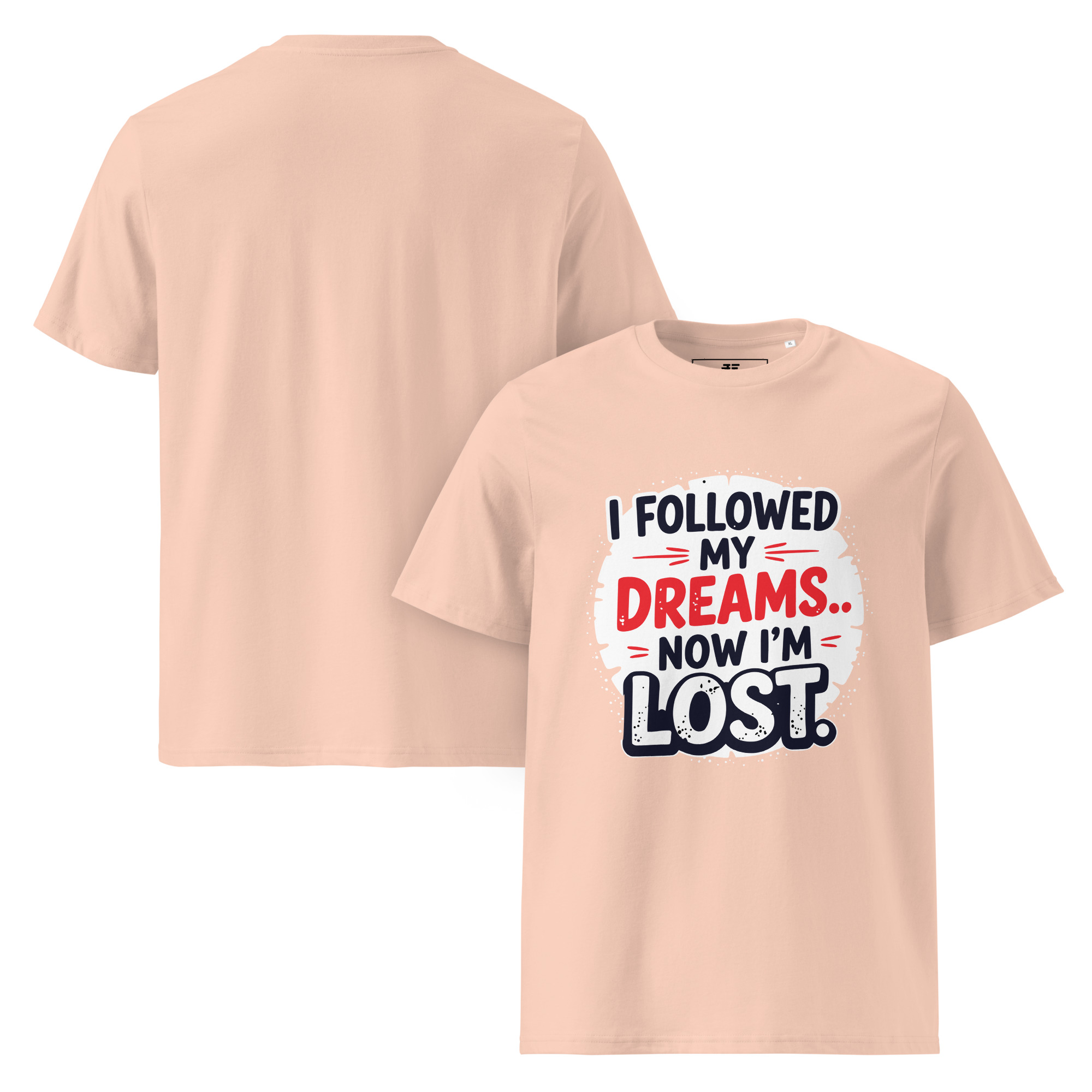 unisex-organic-cotton-t-shirt-fraiche-peche-front-and-back-687370f8b5700.jpg Lost Dreams Unisex organic cotton t-shirt