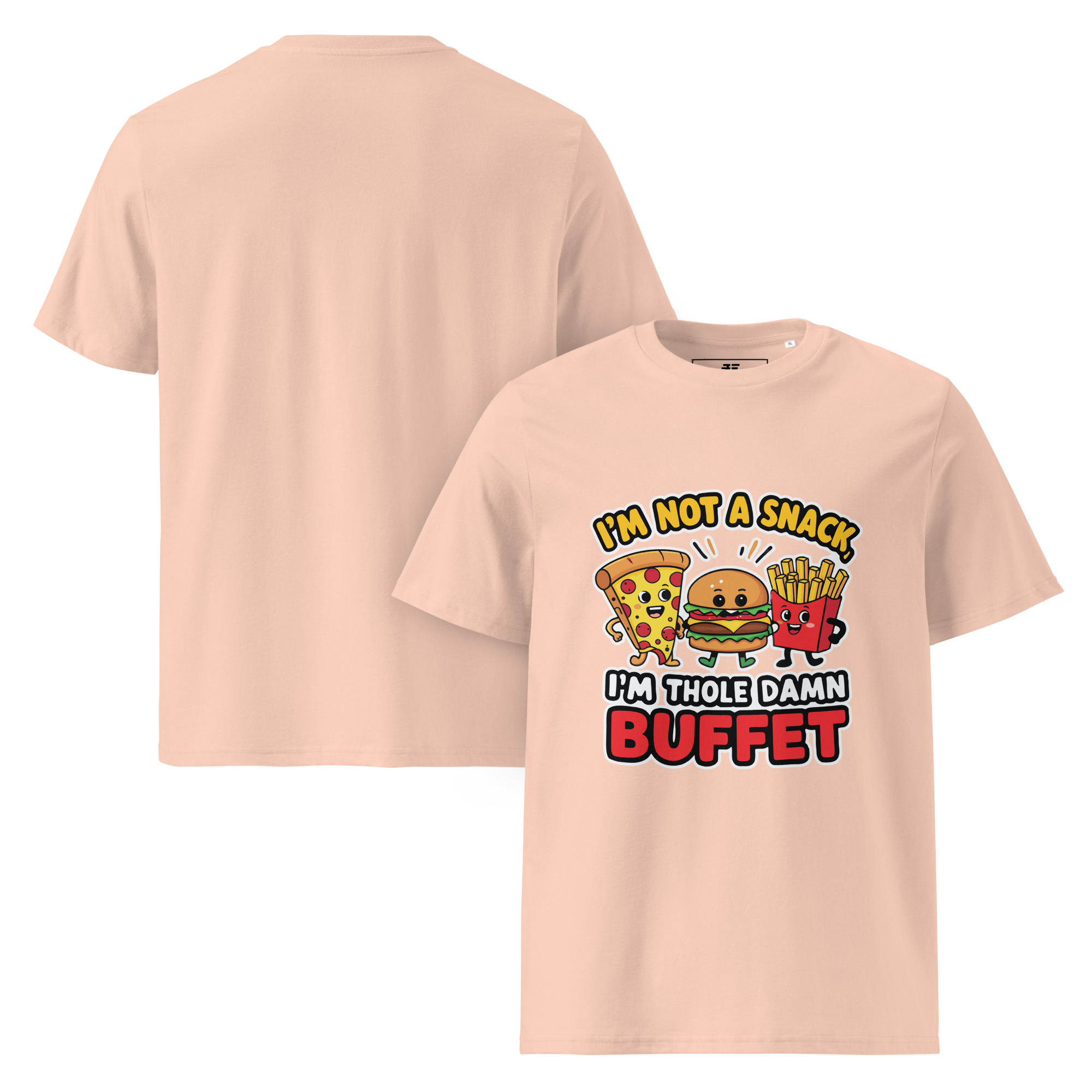 unisex-organic-cotton-t-shirt-fraiche-peche-front-and-back-687372135d220.jpg Whole Buffet Unisex organic cotton t-shirt