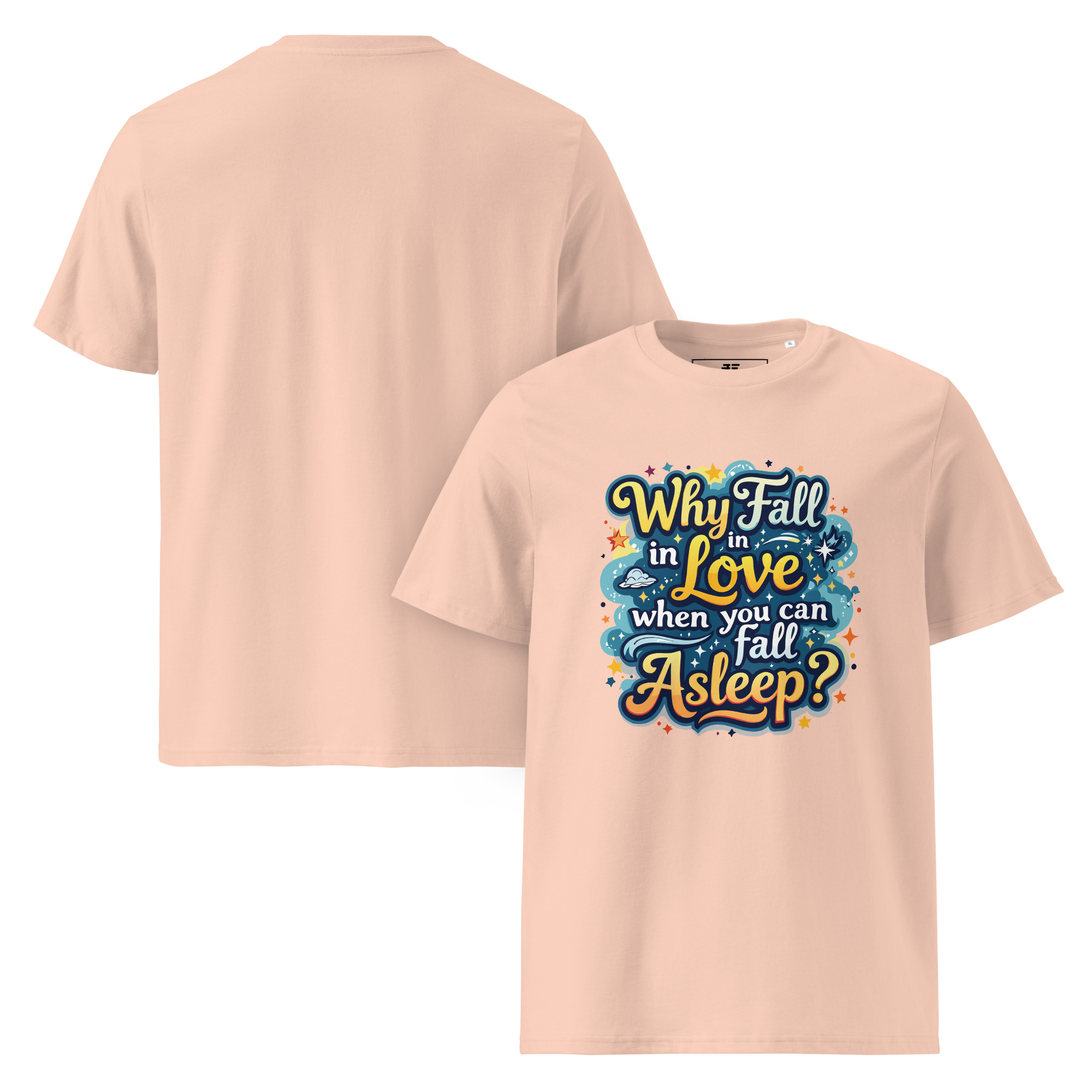 unisex-organic-cotton-t-shirt-fraiche-peche-front-and-back-687377d68a754.jpg Love of Sleep Unisex organic cotton t-shirt