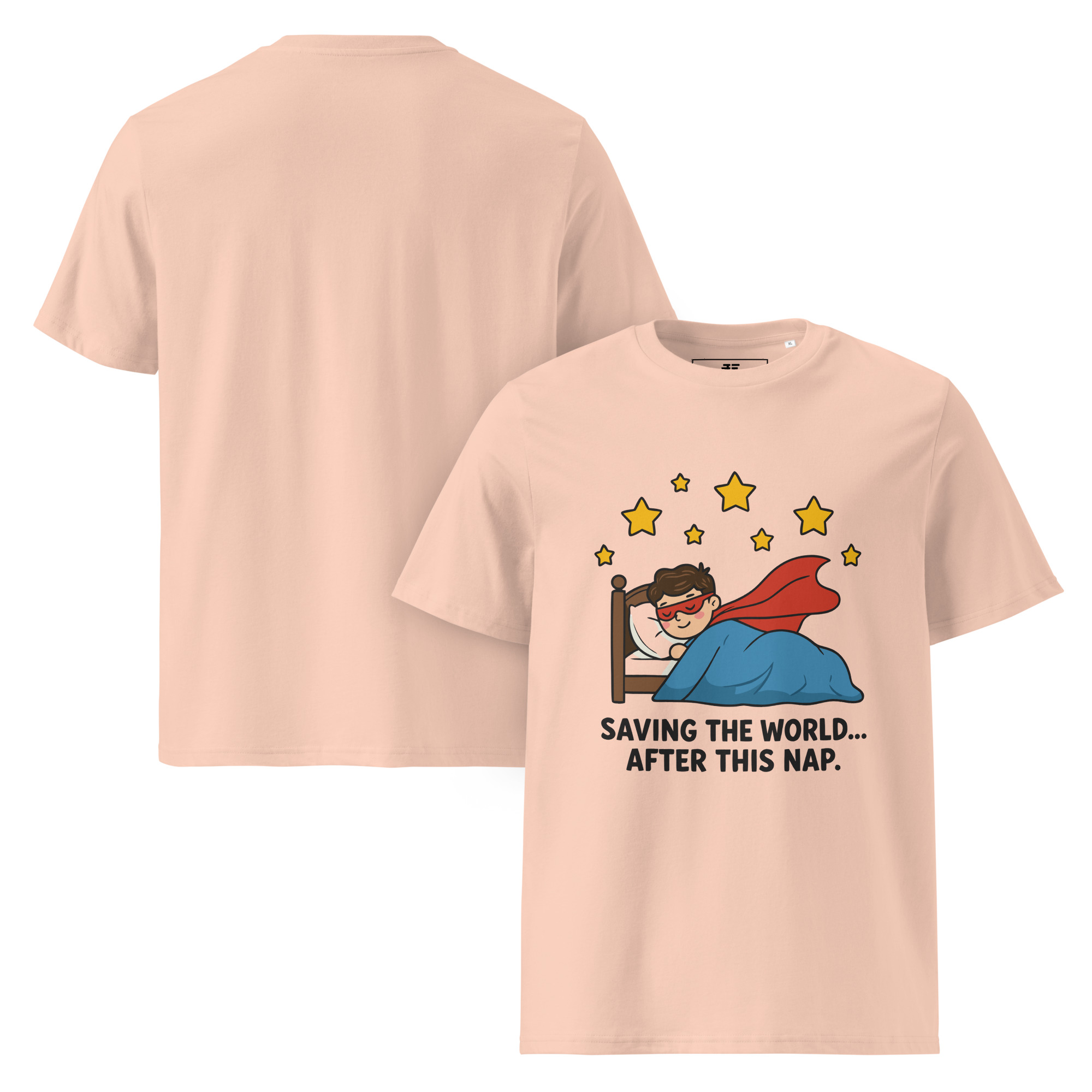 unisex-organic-cotton-t-shirt-fraiche-peche-front-and-back-687378a82653e.jpg Superhero Unisex organic cotton t-shirt