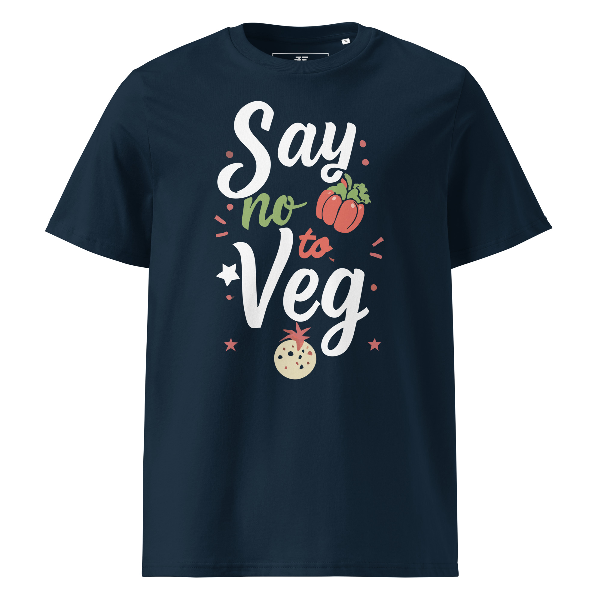 unisex-organic-cotton-t-shirt-french-navy-front-6871cf579186f.jpg No to Veg Unisex organic cotton t-shirt