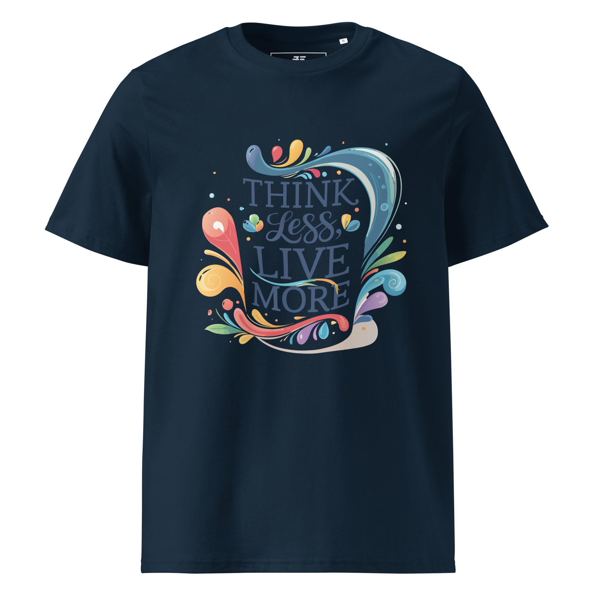 unisex-organic-cotton-t-shirt-french-navy-front-6871cfd831fa0.jpg Live More Unisex organic cotton t-shirt