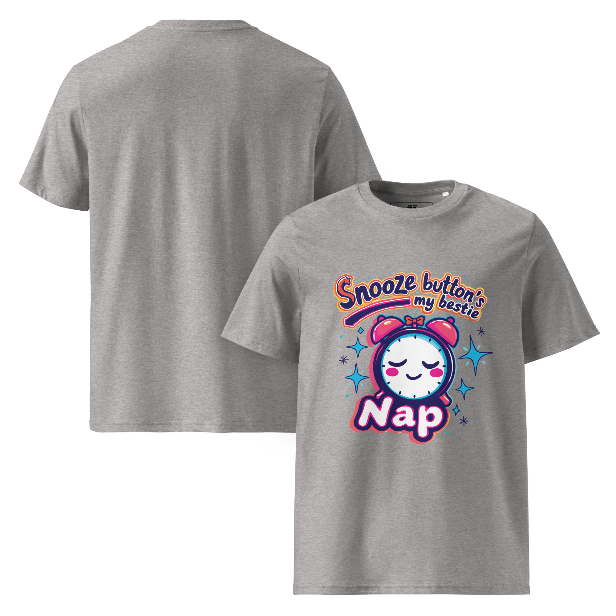 unisex-organic-cotton-t-shirt-heather-grey-front-and-back-68736fe9cf53c.jpg Snoozy Unisex organic cotton t-shirt