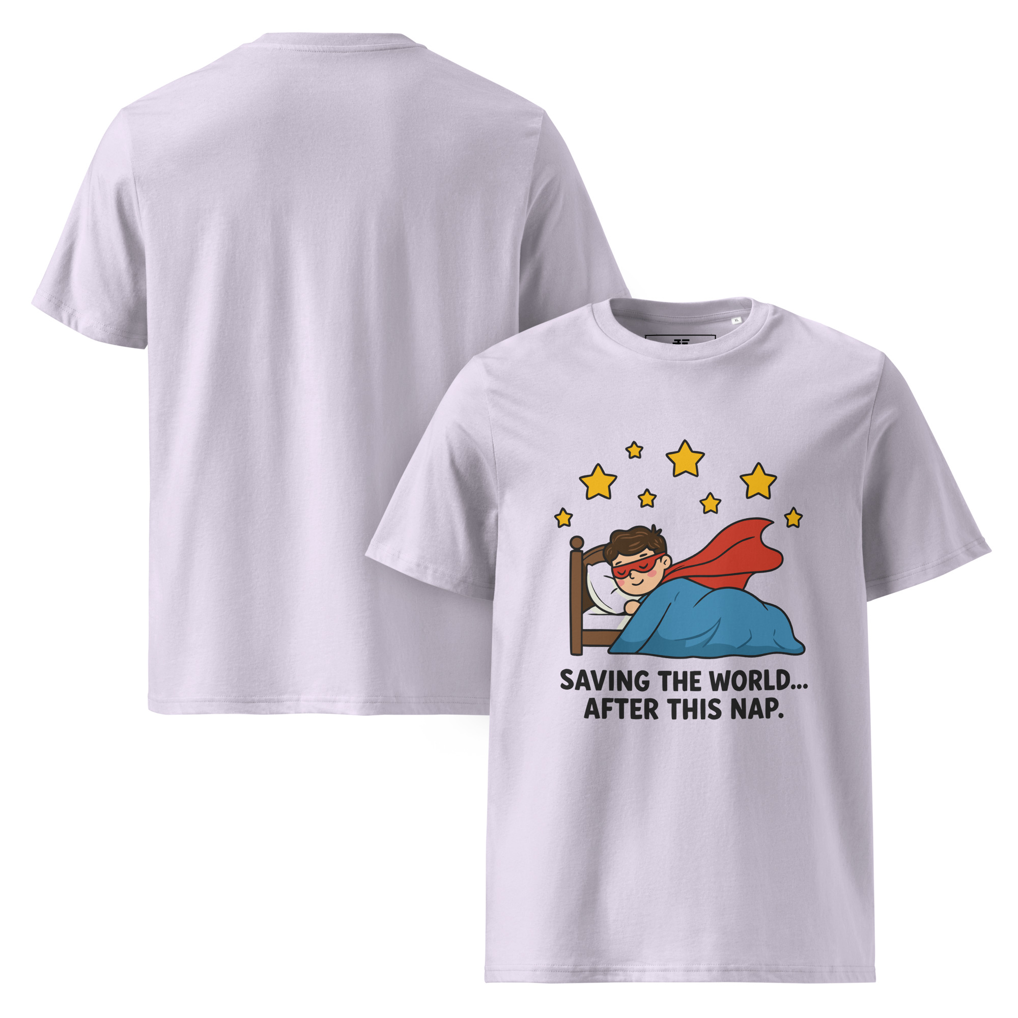 unisex-organic-cotton-t-shirt-lavender-front-and-back-687378a82e9e8.jpg Superhero Unisex organic cotton t-shirt