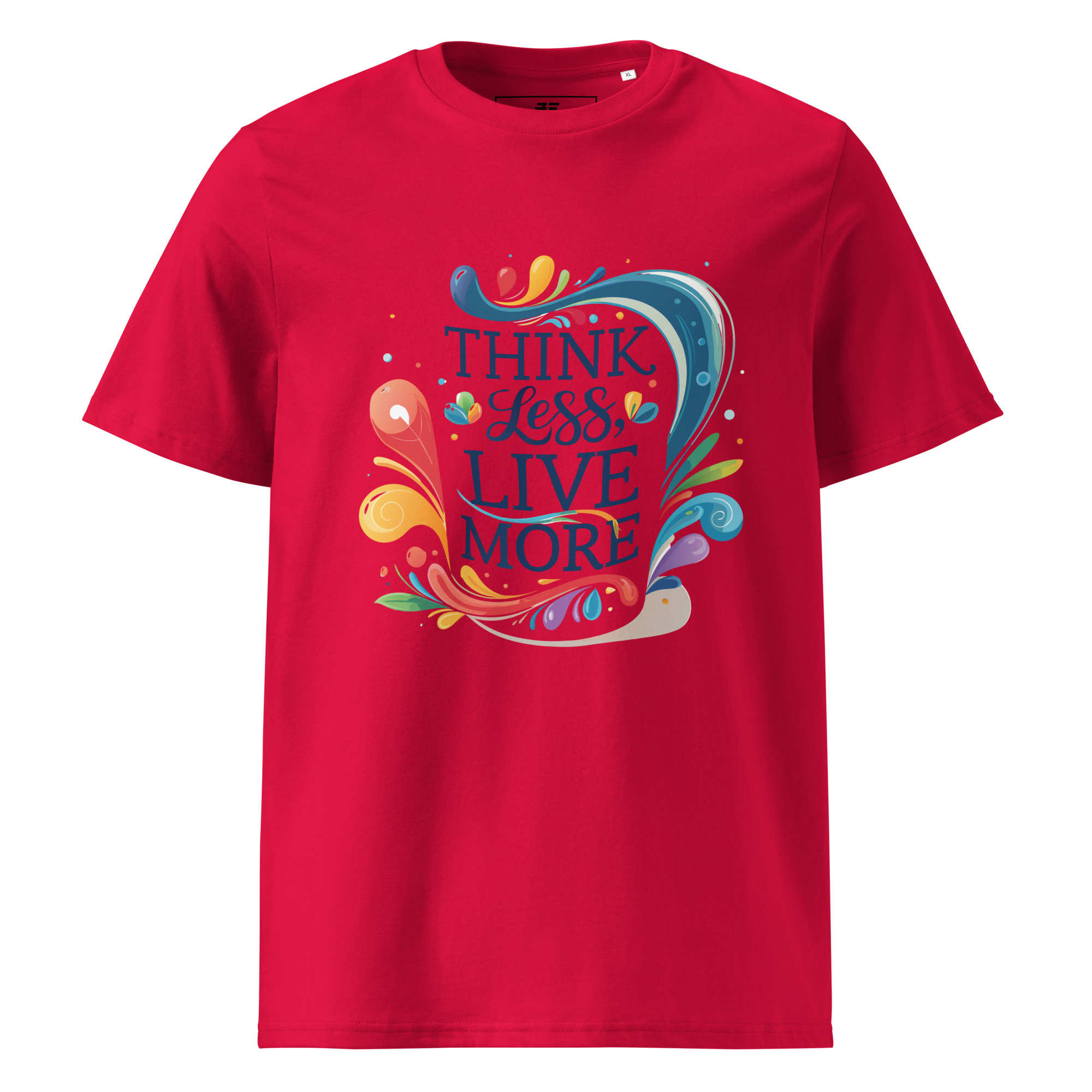 unisex-organic-cotton-t-shirt-red-front-6871cfd85d2c5.jpg Live More Unisex organic cotton t-shirt