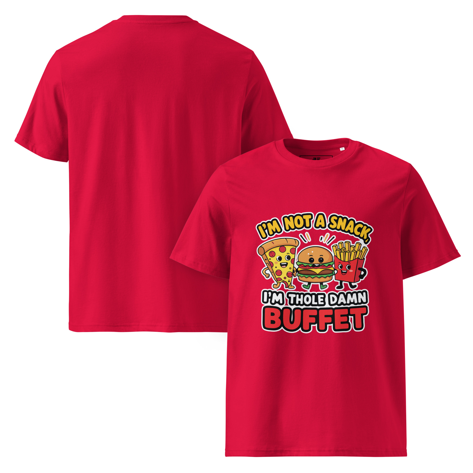 unisex-organic-cotton-t-shirt-red-front-and-back-68737213335de.jpg Whole Buffet Unisex organic cotton t-shirt